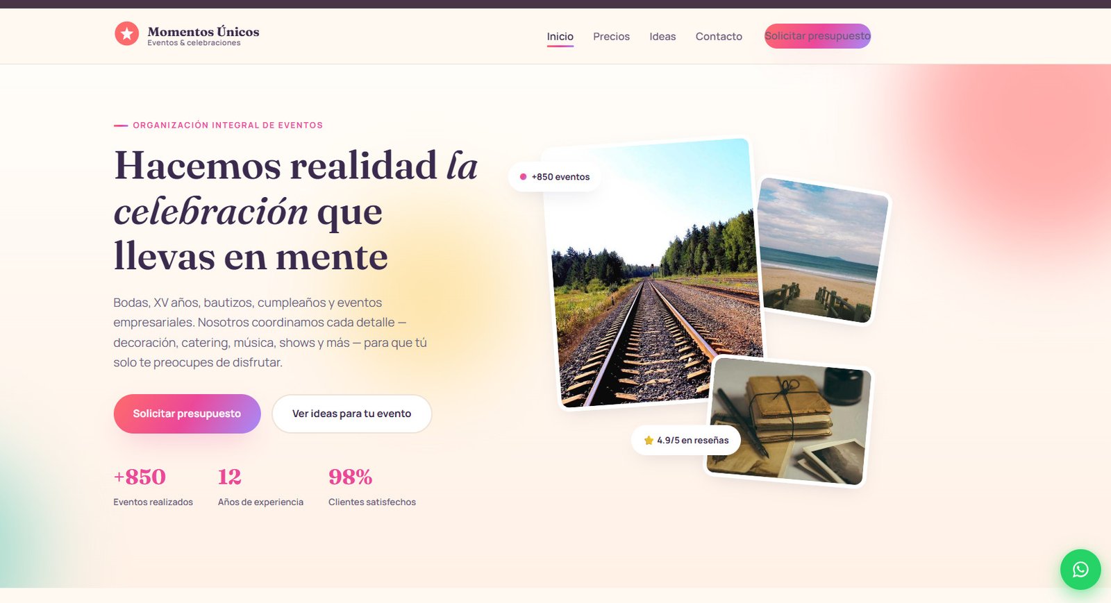 Demo Web Eventos Momentos Unicos