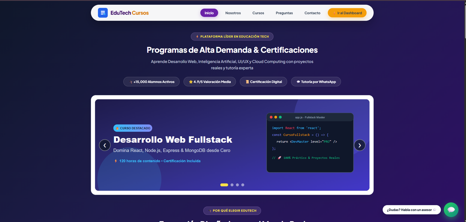 Demo Plataforma EduTech Cursos Online